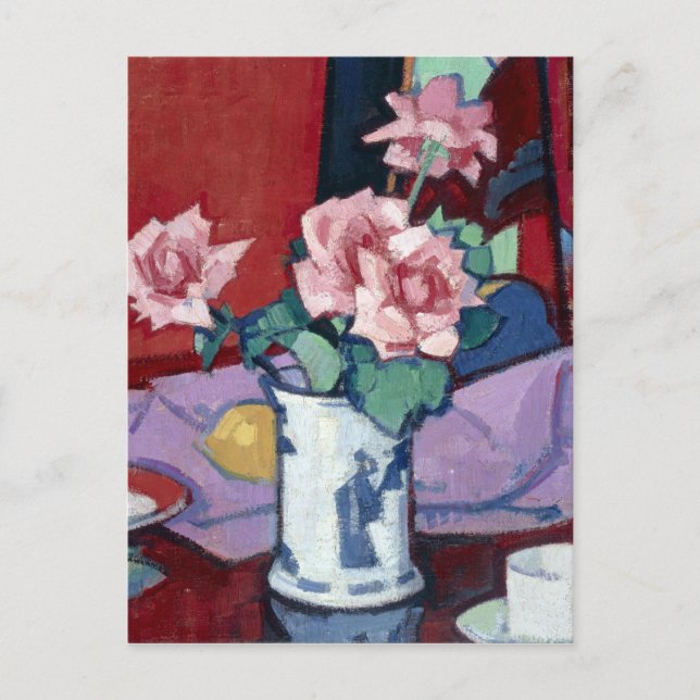 Postal Samuel John Peploe Roses rosados, bolsa china (Anverso)