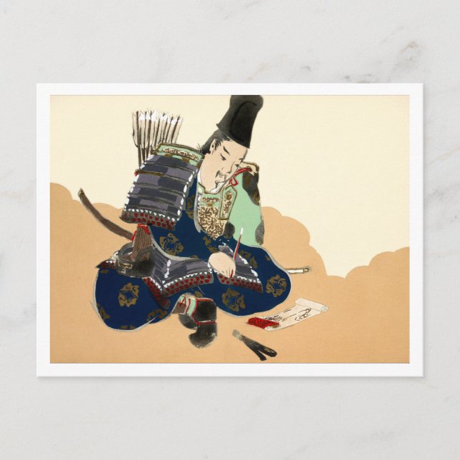 Postal Samurai de Momoyogusa-Flowers de kamisaka Sekka (Anverso)