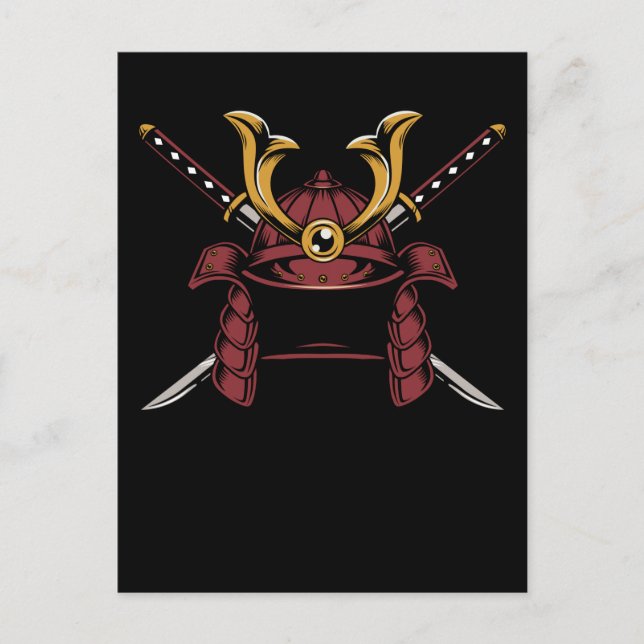 Postal Samurai Helmet Japonés Guerrero Samurai (Anverso)