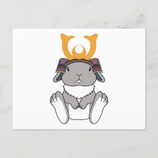 Postal Samurai Holland Lop Rabbit Warrior Gray