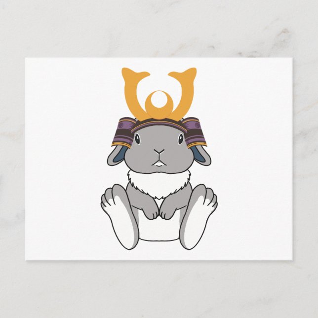 Postal Samurai Holland Lop Rabbit Warrior Gray (Anverso)