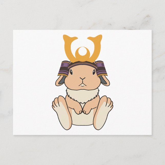 Postal Samurai Holland Lop Rabbit Warrior Orange (Anverso)