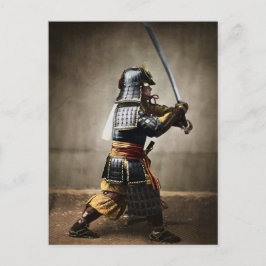 Postal Samurai japonés en armas con Katana