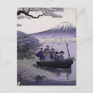 Postal Samurai Postcard Mount Fuji Japanese Art
