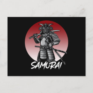 Postal Samurái Retro Perfecto Honrado - Blanco y Negro