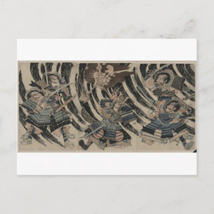 Postal Samurai y Demon alrededor de 1818