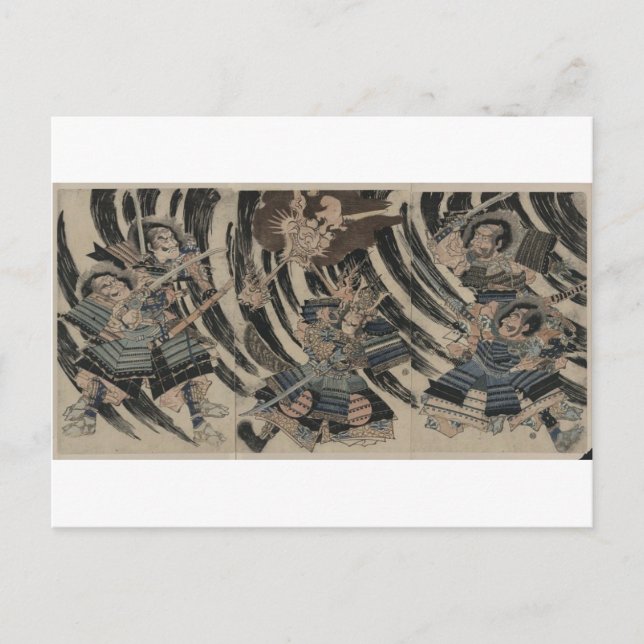 Postal Samurai y Demon alrededor de 1818 (Anverso)