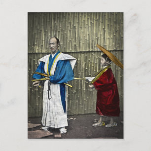 Postal Samurái y sirviente