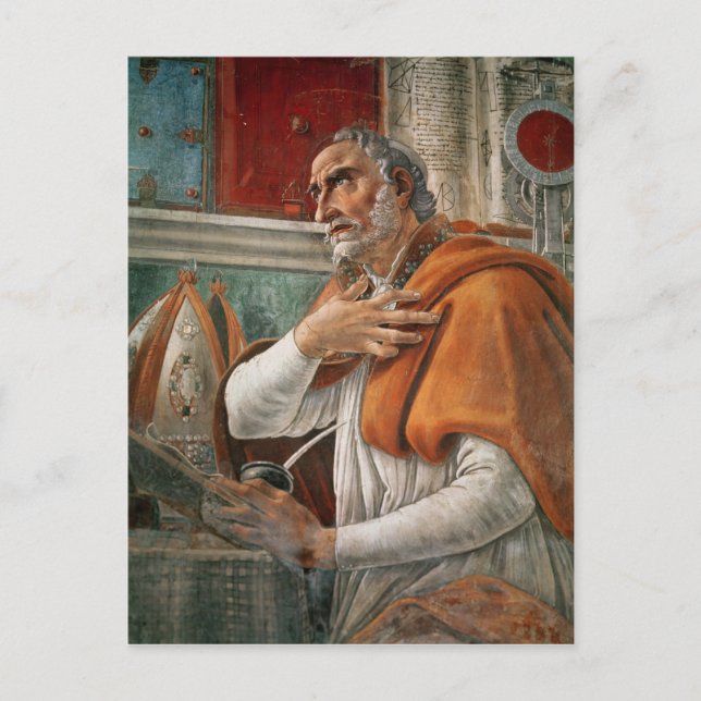 Postal San Agustín en su celda, c.1480 (Anverso)