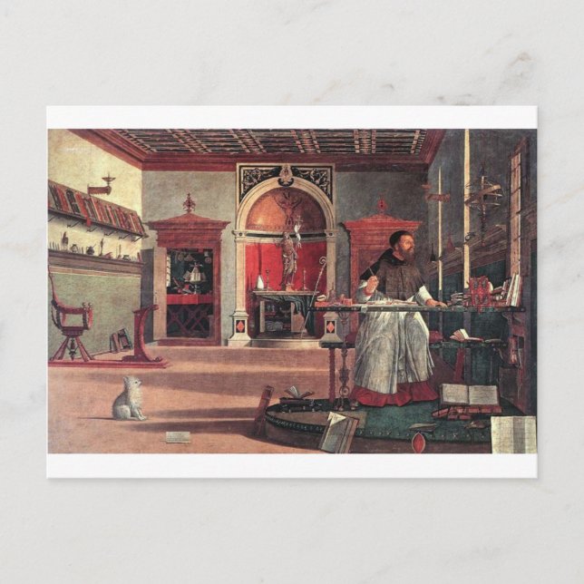 Postal San Agustín en su estudio - Vittore Carpaccio (Anverso)