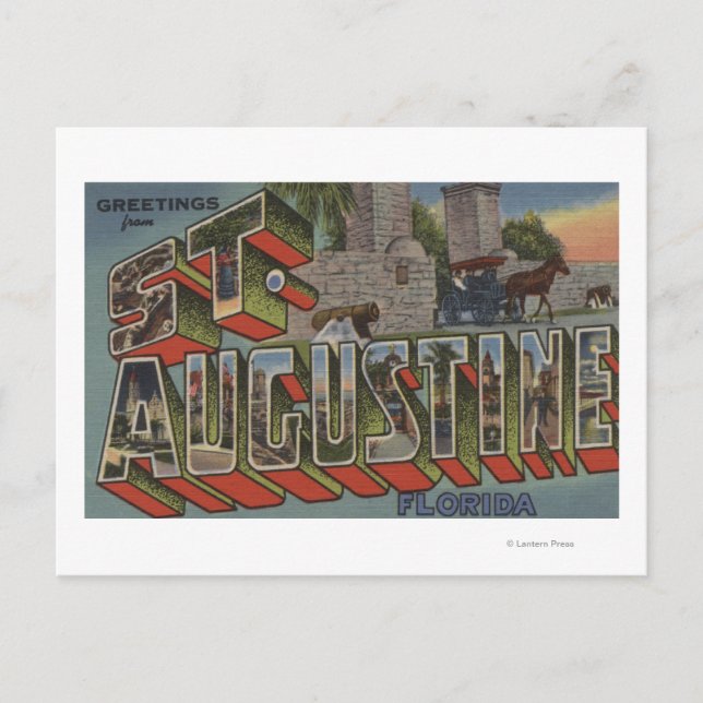 Postal San Agustín, Florida - Escenas de letras grandes (Anverso)