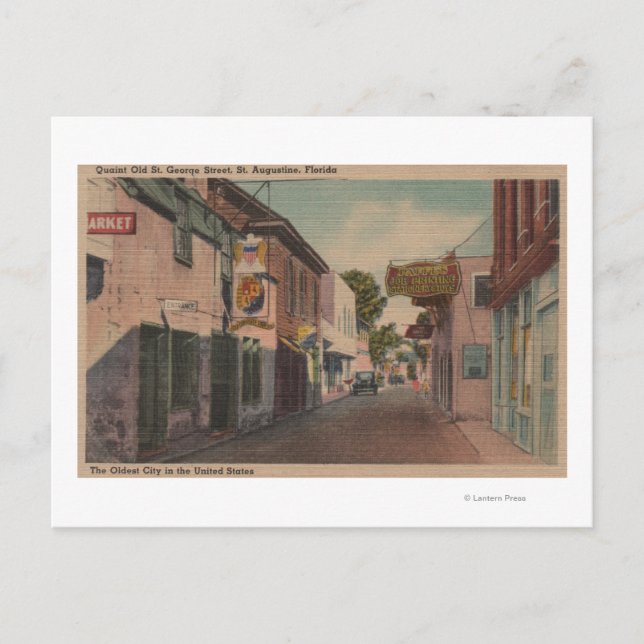 Postal San Agustín, Florida - Vista de la calle St. Georg (Anverso)