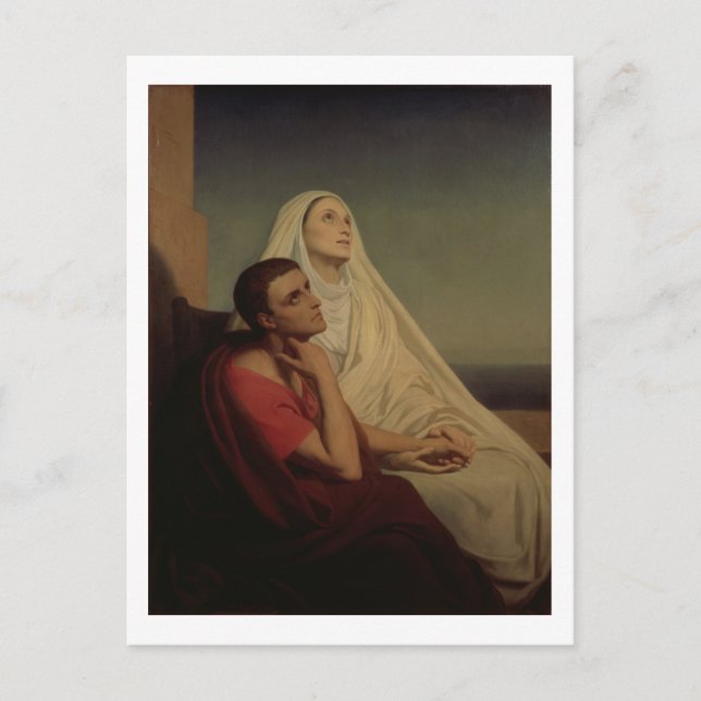 Postal San Agustín y su madre San Mónica, 1855 (Anverso)
