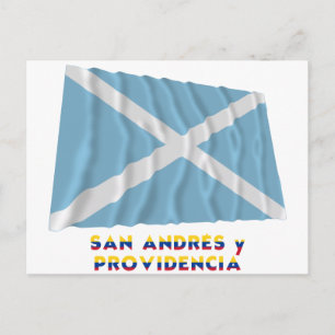 Postal San Andrés y Providencia ondeando bandera con nomb