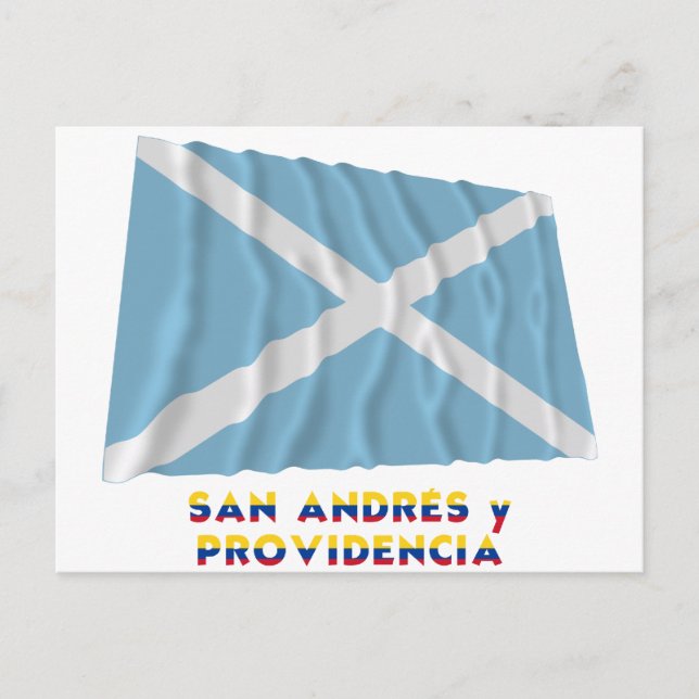 Postal San Andrés y Providencia ondeando bandera con nomb (Anverso)