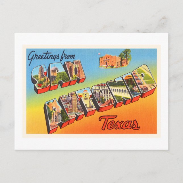 Postal San Antonio #1 Texas TX: recuerdo de viajes de vin (Anverso)