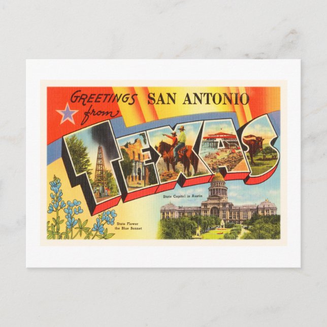 Postal San Antonio #2 Texas TX: recuerdo de viaje de vint (Anverso)