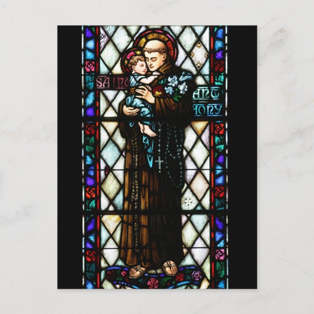 Postal San Antonio de Padua sosteniendo a un niño (Anverso)