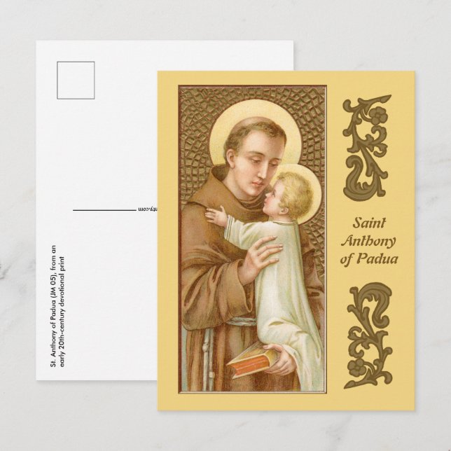 Postal San Antonio de Padua y el Niño Jesús (JM 05) (Anverso / Reverso)