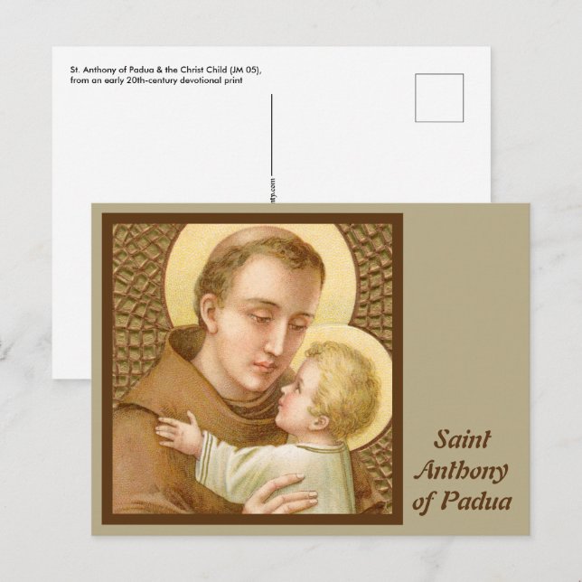 Postal San Antonio de Padua y el Niño Jesús (JM 05) (Anverso / Reverso)