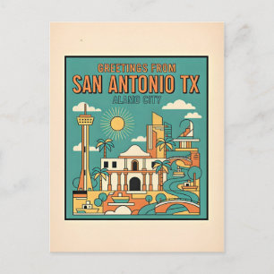 Postal San Antonio Texas Alamo Retro Viaje 1930s