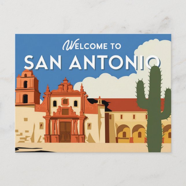 Postal San Antonio, Texas, Bienvenidos (Anverso)