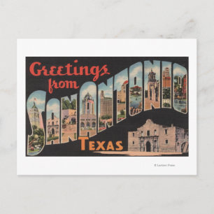 Postal San Antonio, Texas - Escenas de letras grandes