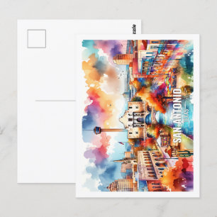 Postal San Antonio Texas Estados Unidos Famosa acuarela