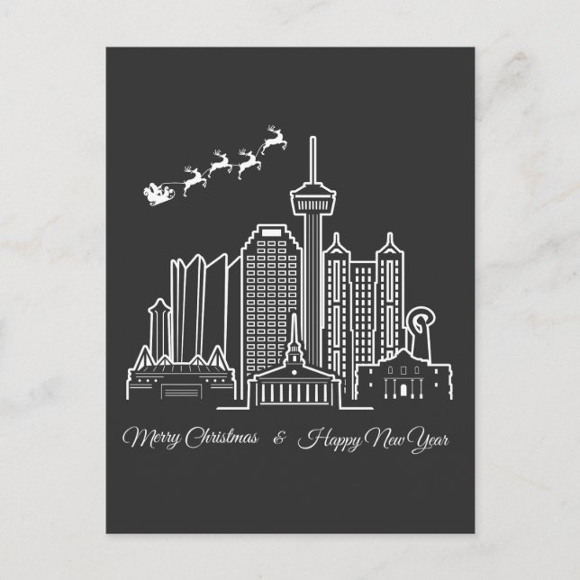 Postal San Antonio Texas Feliz Navidad Feliz Año Nuevo (Anverso)
