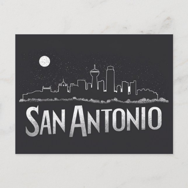 Postal San Antonio, Texas, Silhouette, (Anverso)