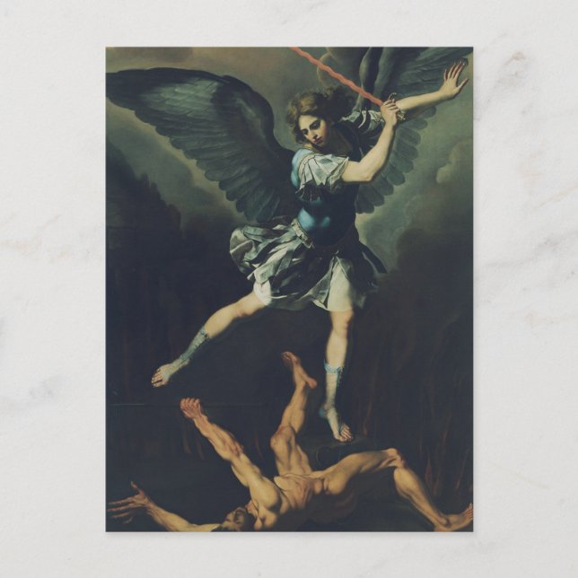 Postal San Arcángel Michael derrota al diablo (Anverso)