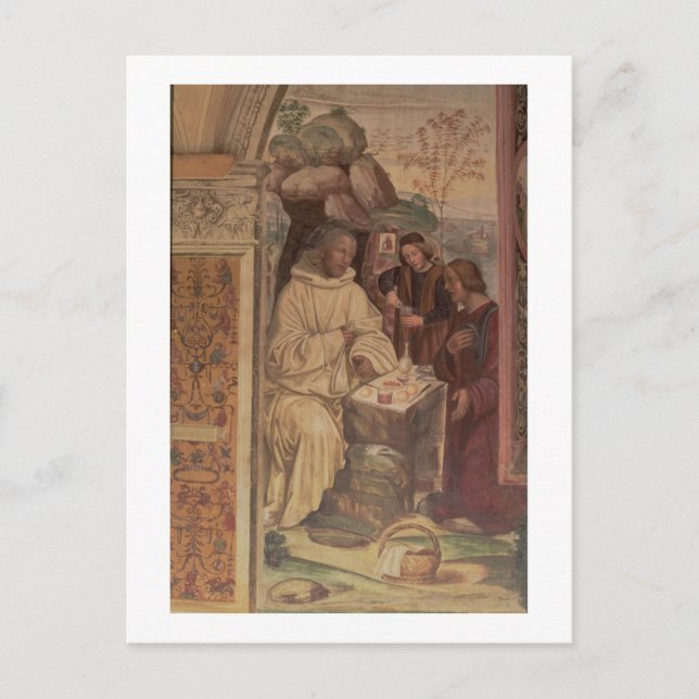 Postal San Benedicto contra un paisaje, de la vida o (Anverso)