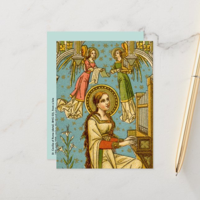 Postal San Cecilia NeoGótica de Roma (detalle; BNG 02) Po (Anverso/Reverso In Situ)