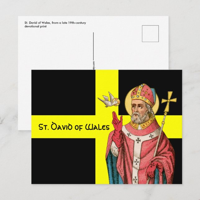Postal San David de Gales (P 001) y su bandera (Anverso / Reverso)