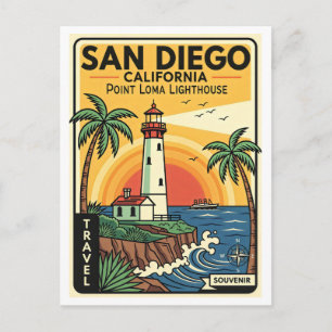 Postal SAN DIEGO CA Faro de Point Loma Retro 1950s