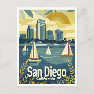 Postal San Diego CA - Vistas a la bahía