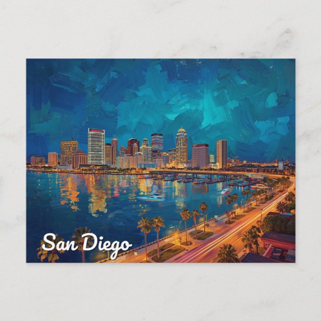 Postal San Diego CA Waterfront City Art (Anverso)