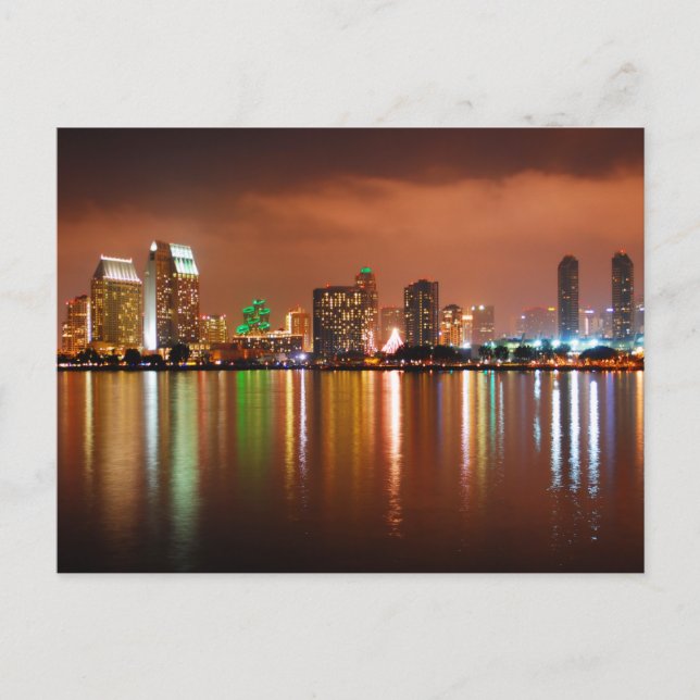 Postal San Diego California de noche (Anverso)