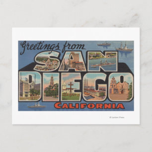 Postal San Diego, California - Escenas de letras grandes