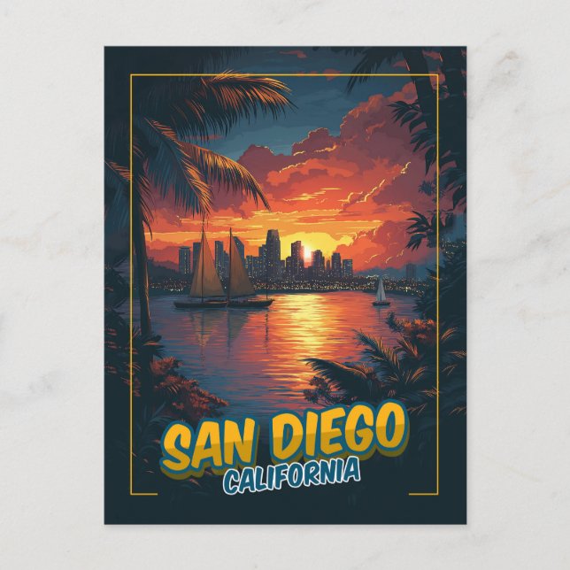 Postal San Diego, California - Estilo Vintage (Anverso)