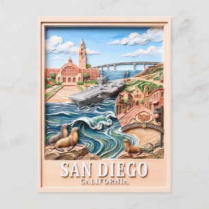 Postal San Diego California Viajes Monumentos 3D Texturiz