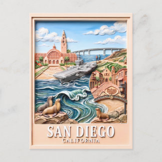 Postal San Diego California Viajes Monumentos 3D Texturiz