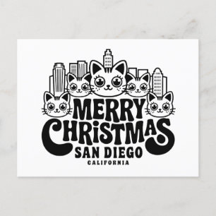 Postal San Diego City California Feliz Navidad Cats EE.UU