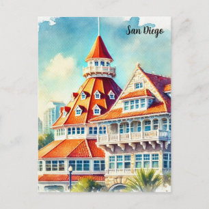 Postal San Diego Coronado Acuarela