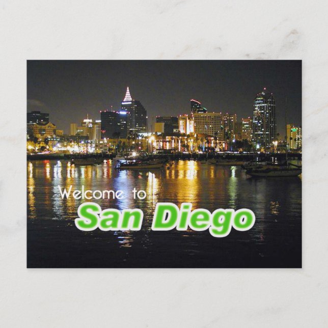 Postal San Diego de noche (Anverso)