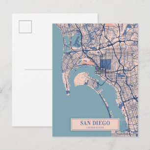 Postal San Diego Estados Unidos Mapa de la ciudad ventosa