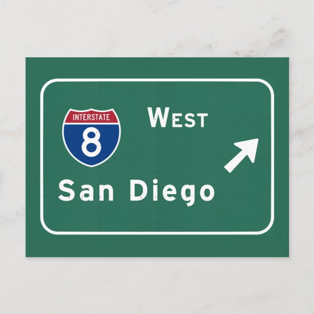 Postal San Diego I-8 West Exit Interstate California Ca - (Anverso)