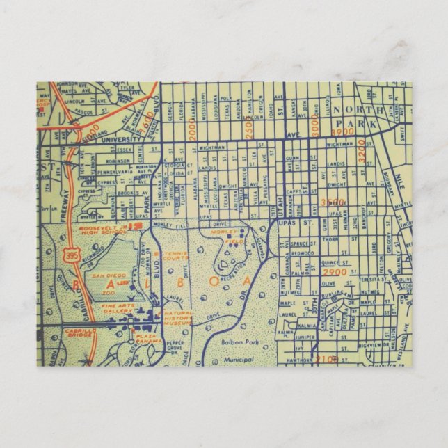 Postal San Diego, mapa de cosechas de CA (Anverso)