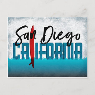 Postal San Diego Postcard California Surfboard