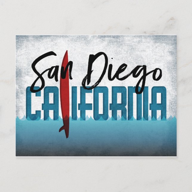 Postal San Diego Postcard California Surfboard (Anverso)